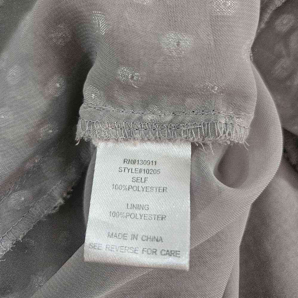 Daniel Rainn Gray Polka Dot Baby Doll Ruffle Flutter Sleeve Tunic Blouse Sz L - Picture 6 of 6